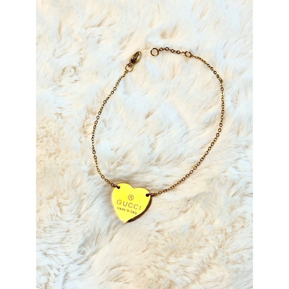 Italian Heart Charm Bracelet 14k Gold Tone Chain Italy Designer Jewelry‎ - Picture 5 of 9